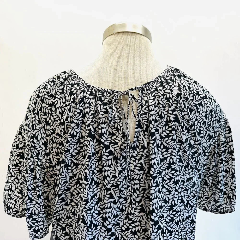 NWT CROFT & BARROW Women Short Sleeve Pullover Casual Black Floral Shirt Size XL - Picture 9 of 14
